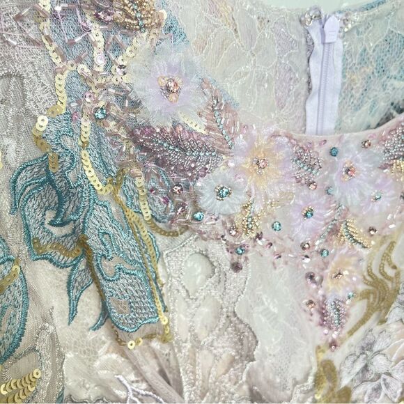 Mac Duggal 79374 Rose Applique Floral Embroidered Beaded Lace Maxi Gown, Size 16 - Picture 15 of 16